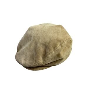 Vtg Country Gentleman Suede Flat Cap Hat Large Mens Cabbie Leather Union Made